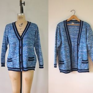 vintage blue cardigan | vintage 80s blue cardigan